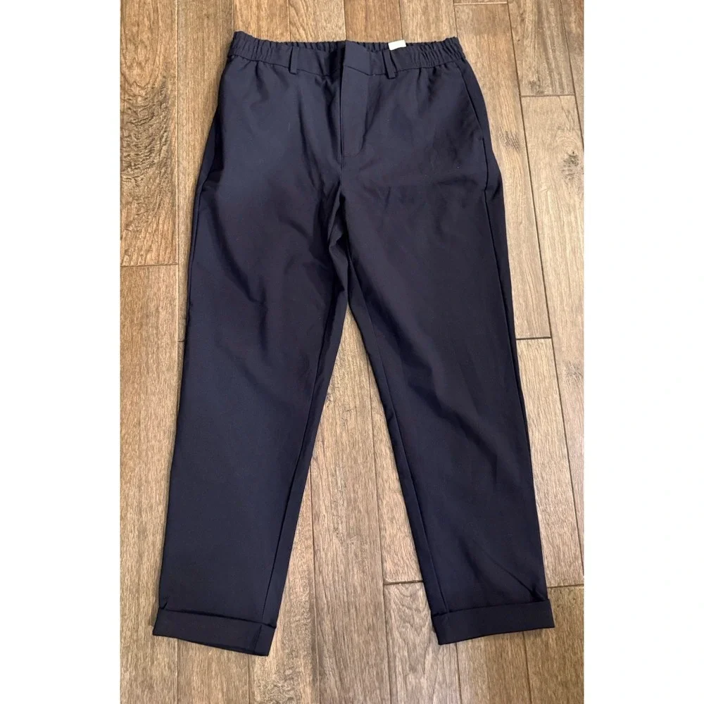 Banana Republic Tapered Fit Pants Mens 34x32 Navy Blue Elastic Waist Cuffed New